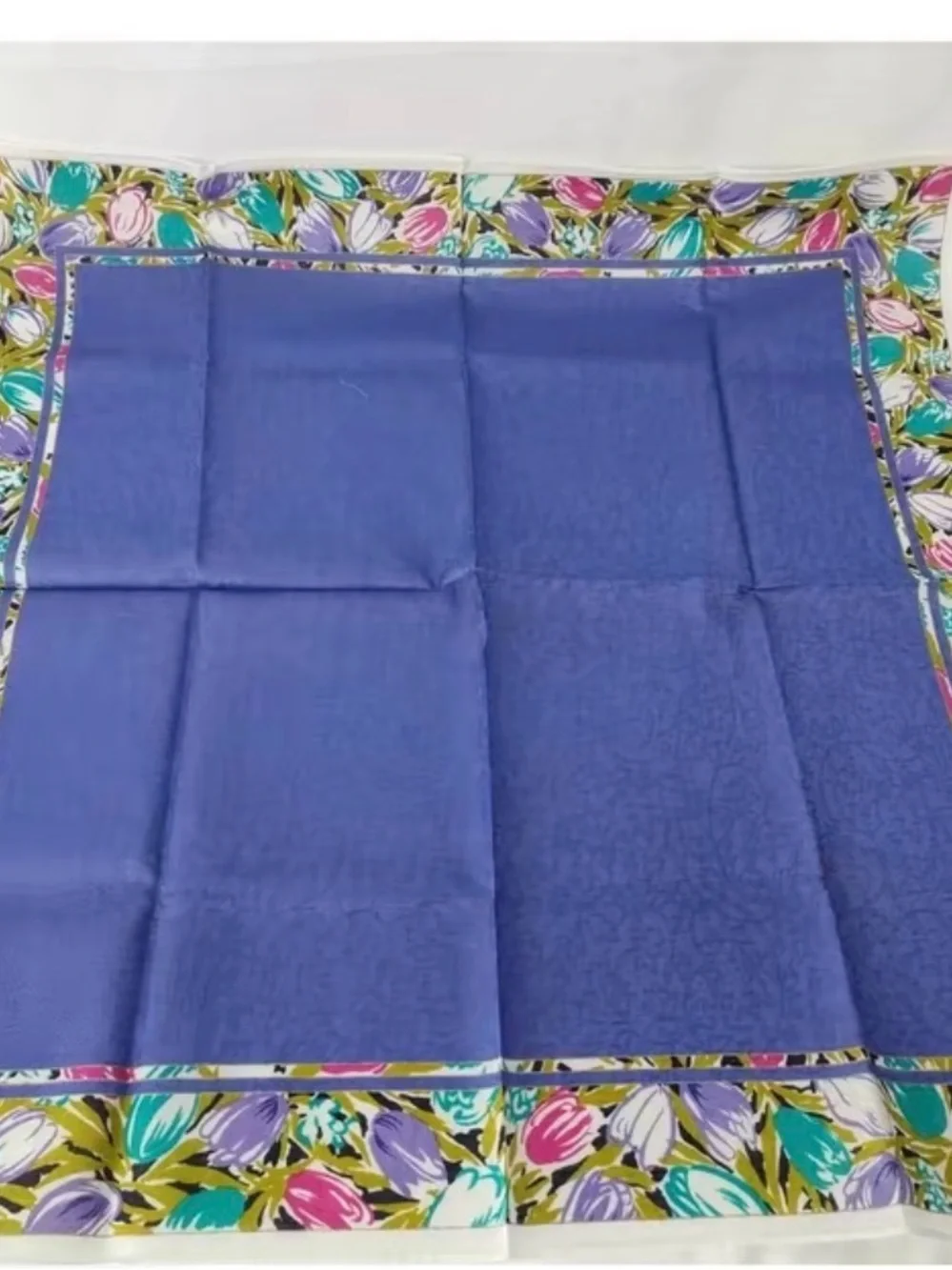 YSL Floral blue scarf